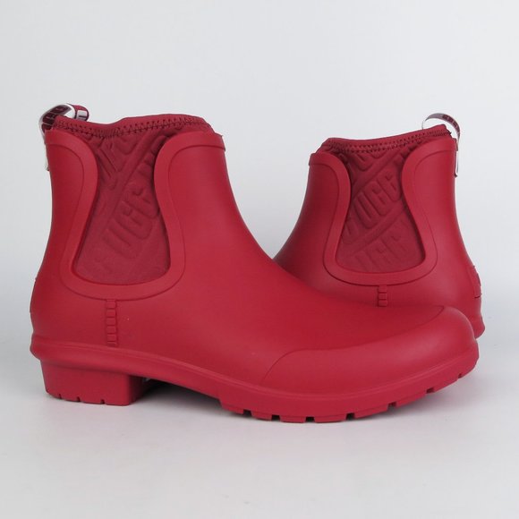 UGG Chevonne Rain Boots Fur Insole Ribbon Red NEW - Picture 2 of 6